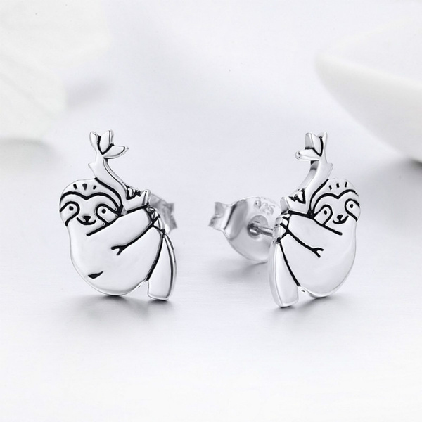 925 Sterling Silver Lovely Sloth Animal Small Stud Earrings for Women Sterling Silver Jewelry S925 925 Sterling Silver Lovely Sloth Animal Small Stud Earrings for Women Sterling Silver Jewelry S925