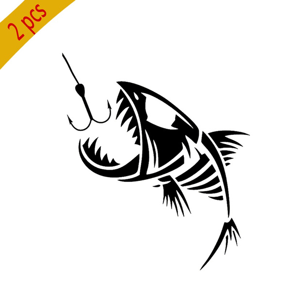 15*13cm Hook a Bone Fish Vinyl Decal Sticker For Car or Truck Windows  Handsome And Cool Stickers Car Styling