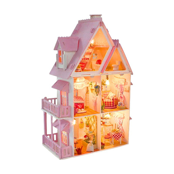 Day Giftbig Size Three Layer Diy Doll House Large Wooden Houses Miniature Dollhouse Furniture Kit Birthday Gift Toys For Children Xmas Gifts Kids Wish - Diy Dollhouse Furniture Kit