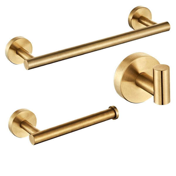 3pcs Set Bathroom Accessories Towel Holder Rack Scarf Hanger Stainless Steel Toilet Paper Holder Wish