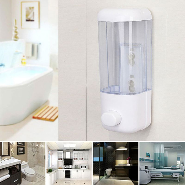 Wall Mounted Kitchen Bathroom Hotel Soap Dispenser Suction Cup Shampoo Shower B 