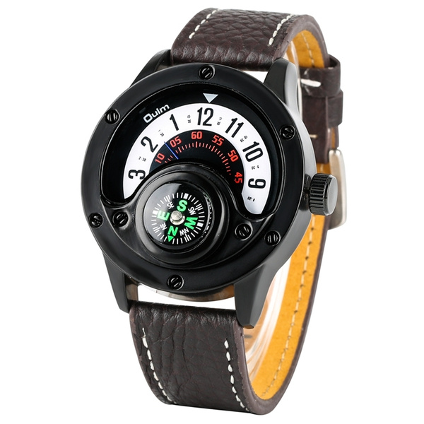 Fashion Oulm 3880 Men Wristwatch Leather Strap Men s Compass