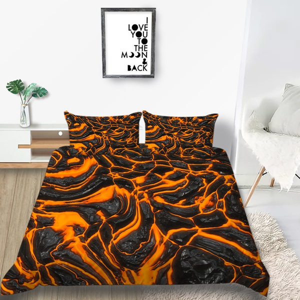 Cotton Duvet Cover Set with Pillow Shams Abstract Pattern Orange ...