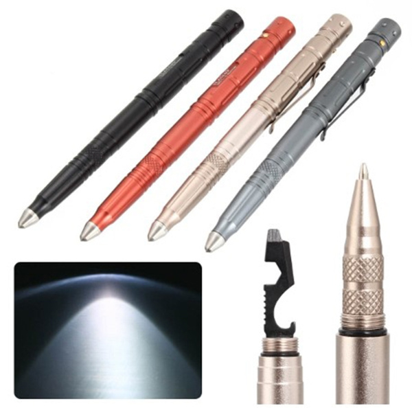 Multifunction tactical pen survival military LED flashlight knife saw tungsten head opener self