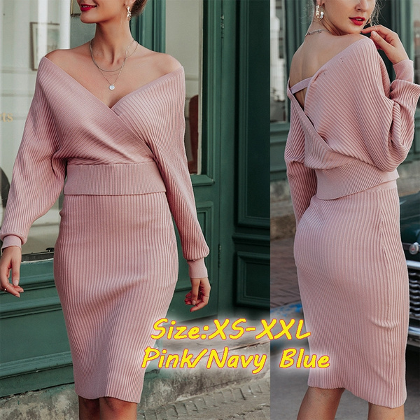 v neck off the shoulder sweater dress