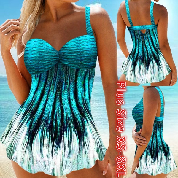 M Traje De Baño Tankini Estampado Talla Grande Para Mujer B M Traje De Baño Tankini Estampado Talla Grande Para Mujer B