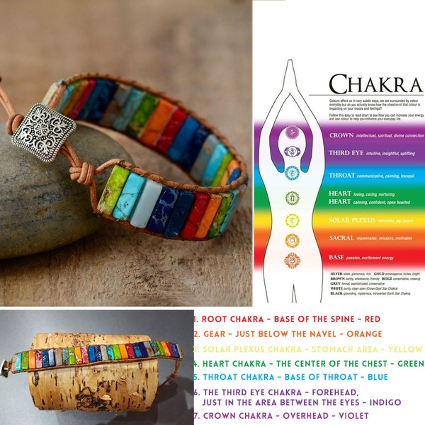 7 Chakra Healing Bracelet with Tree of Life, Multicolor