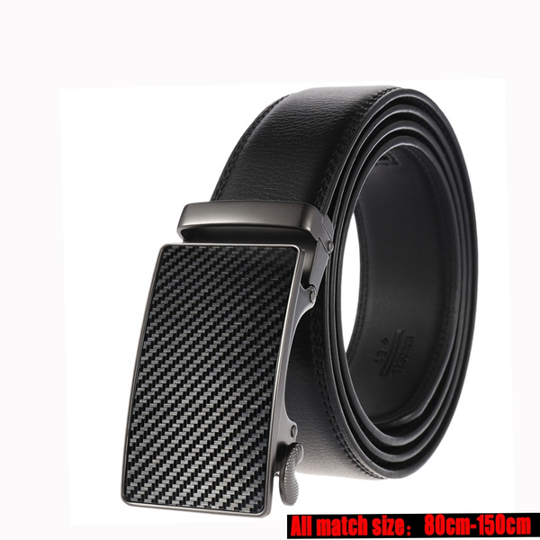 Automatic Buckle Leather Belts for Men Belt Carbon Fiber Grain Buckle ...