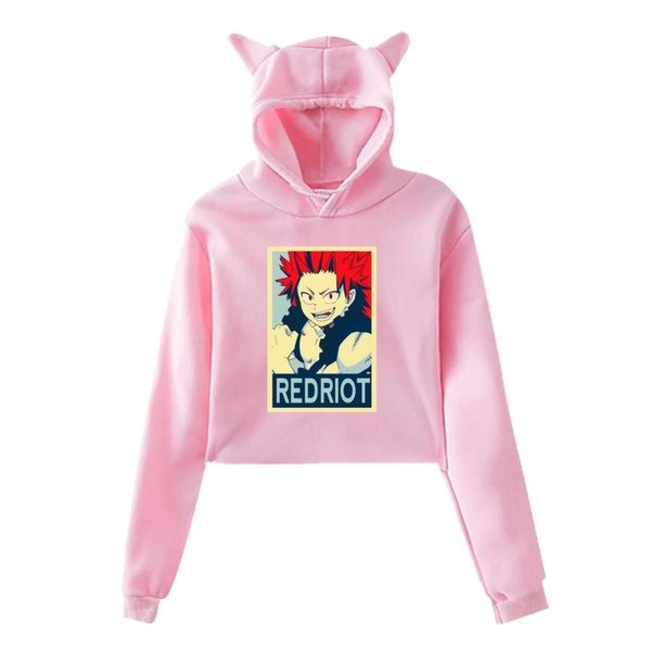 My Hero Academia Kirishima Eijiro Red Riot Crop Top Hoodie Sweater Pullover Boku No Hero