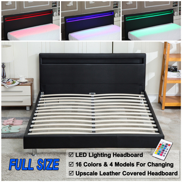 Full Size Bed Frame Modern Bedroom, Bed Frame With Led Lights In Headboard