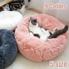 Round Plush Pet Bed Kennel Super Soft Dog Cat Sofa Bed Winter Warm Sleeping Nest Puppy Cushion Mat Portable Cat Supplies