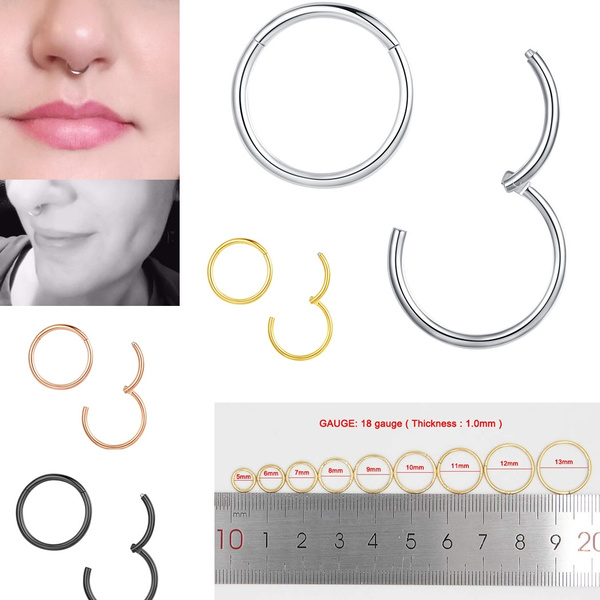 Rose Gold 6mm Gold FANSING 316l Surgical Steel Open Hoop Nose Rings for Women Men 10mm Diameter,Silver 22g 20g 18g