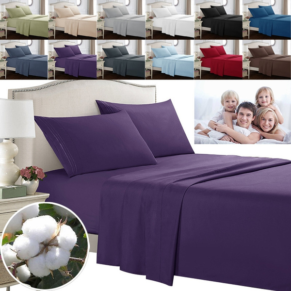 3/4Pcs Ultra Soft Cotton Bedding Sets 1800 Thread Count Bed Sheets Deep