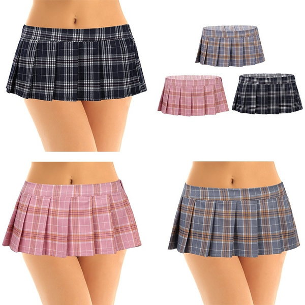 Women Japanese Schoolgirl Skirt Role Play Costume Mini Plaid Pleated Skirt Outifts Wish 