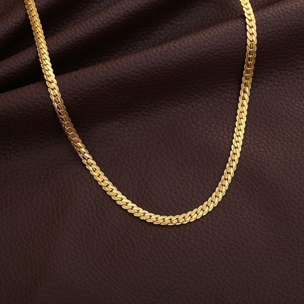 5mm Classic Mens Charm necklace 18K 