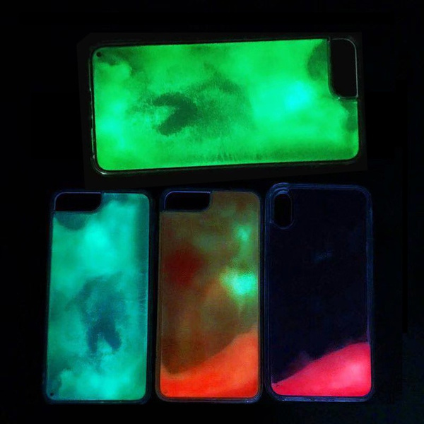 Luminous Neon Sand Solid color Case for iPhone XR XS max X 6 7 8plus Glow In The Dark Liquid Glitter Quicksand Phone Case cover