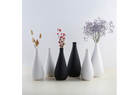 Modern Simple Ceramic Vase Tabletop Black White Dried Flowers Containers Home Decoration Gift Wedding Table Centerpieces Wish