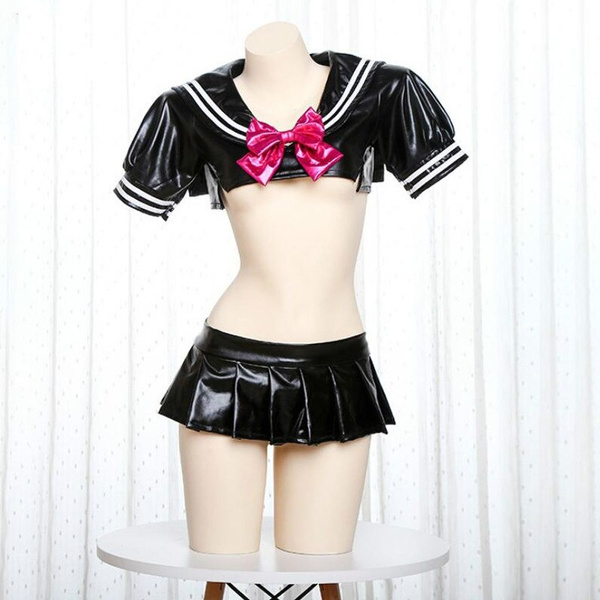 Cute Japanese Girl Sailor Uniform Temptation Lingerie Set Student Policewoman Cosplay Costume Lolita Maid Mini Top Pleated Skirt Wish