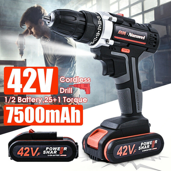 42v Super Power Double Speed 36n M Portable 2 Speed Rechargeable Electric Cordless Drill Driver