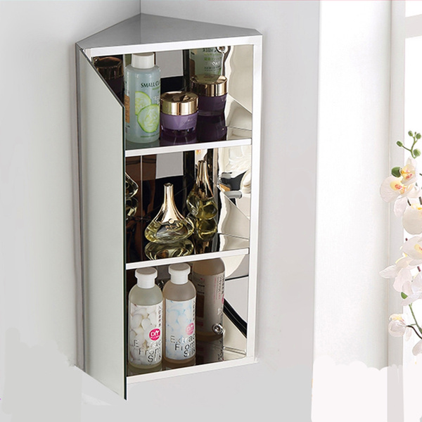 600 x 300mm Space Saving Corner Unit STAINLESS STEEL BATHROOM CORNER WALL MIRROR Wish