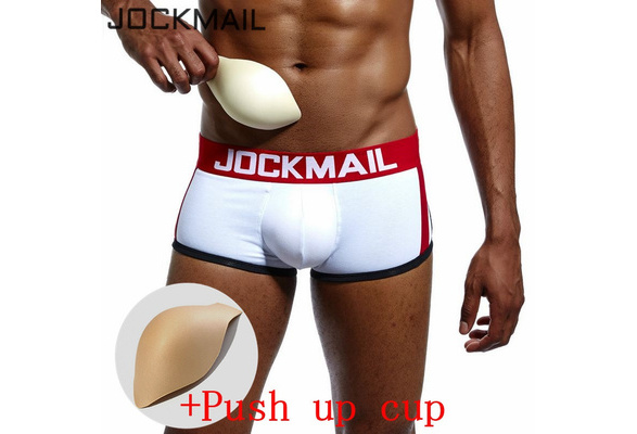 JOCKMAIL Breathable Front One 3D U-Pouch Push Up Pad Boxer Men Padded  Underwear Boxer Brief
