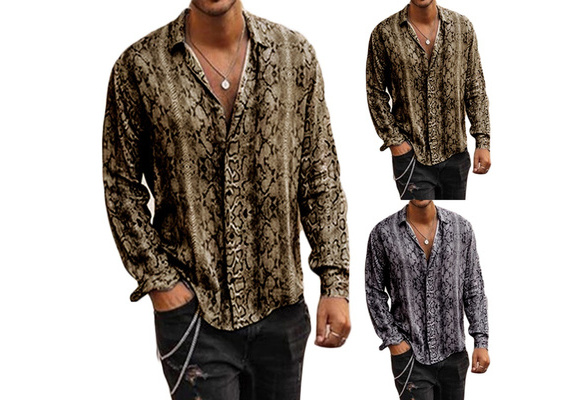 snake print mens shirt