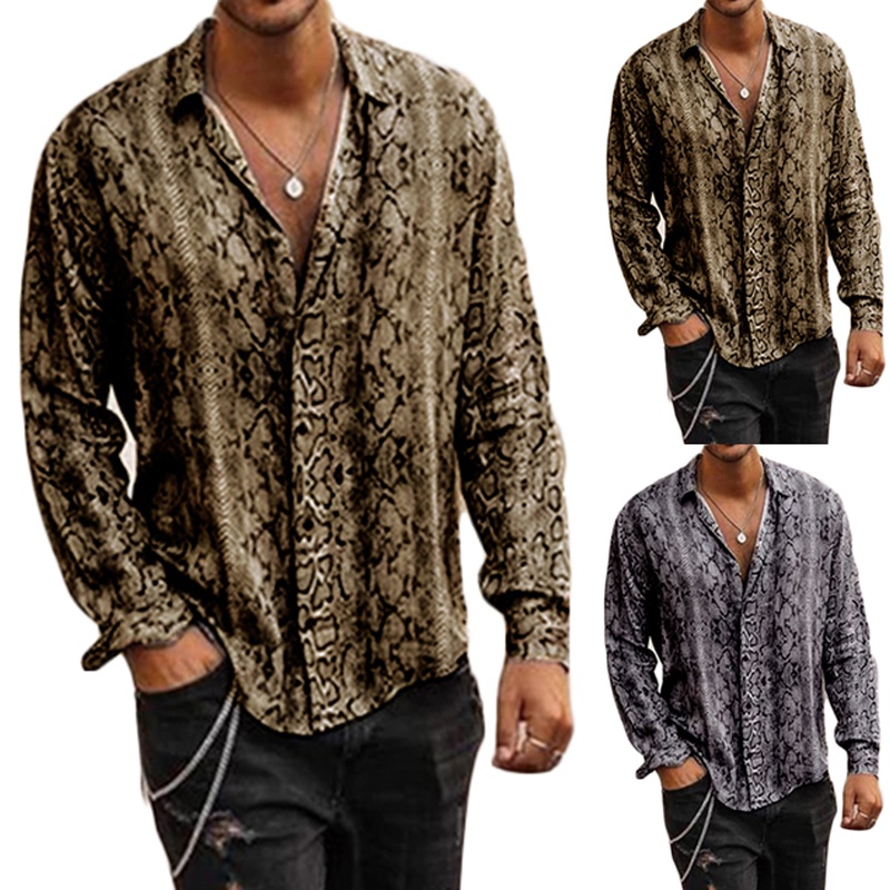 mens blue snakeskin shirt