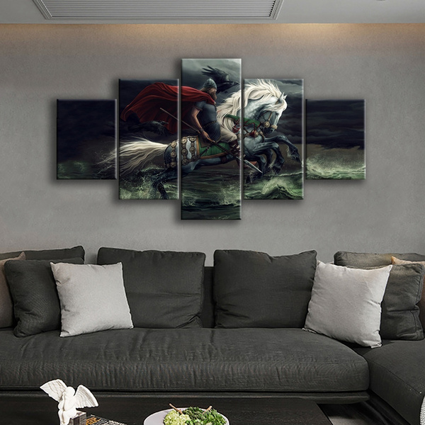 Tonight Premium CanvasWedge Frame Picture Painting Wall Art Viking Odin