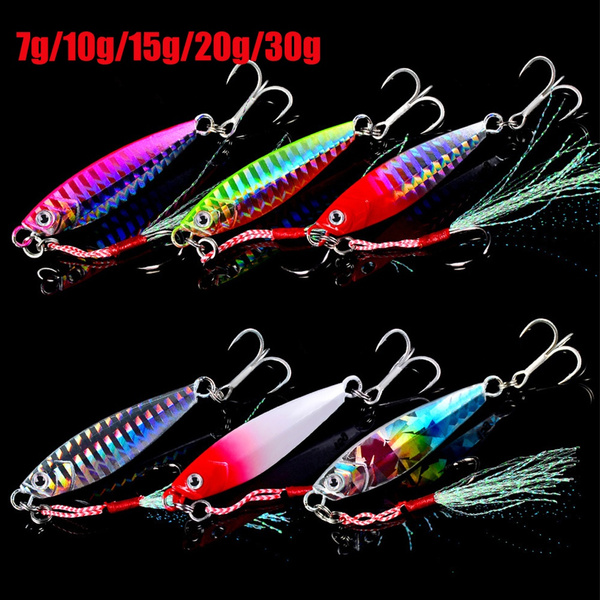 Minnow Feather Metal Fishing Lures Jig Bait Lead Casting Spinning Baits 