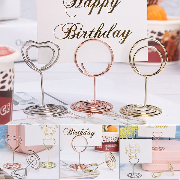 Paper Clamp Rose Gold Photos Clips Place Card Clamps Stand Table Numbers Holder 
