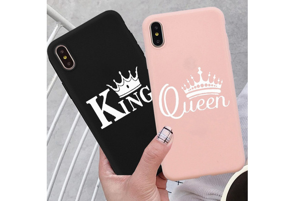 King Queen Couple Cell Phone Case Coque Fundas Capinha Celular for iPhone  XS Max XR X for Samsung Galaxy A50 A40 A70 A30 A10 A20 S10 S8 S9 A8 A6 J6 A7