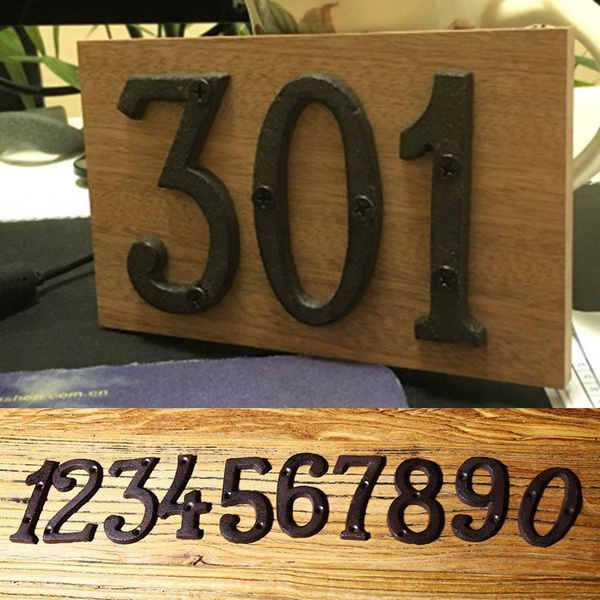 Número De Dígitos Marrones De Madera Placa De Dirección, Número De Dígitos Marrones De Madera Placa De Dirección,
