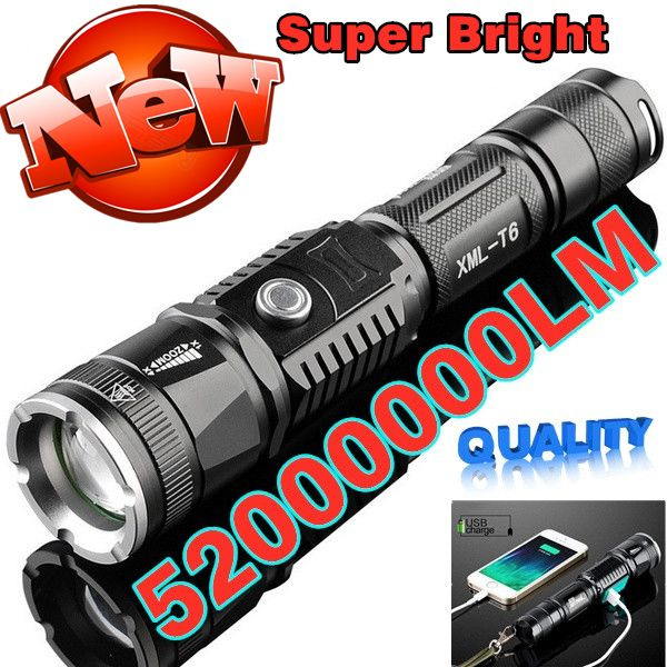 Super Bright Tactical Torch 990000LM High Powered LED Flashlight Rechargeable T6 