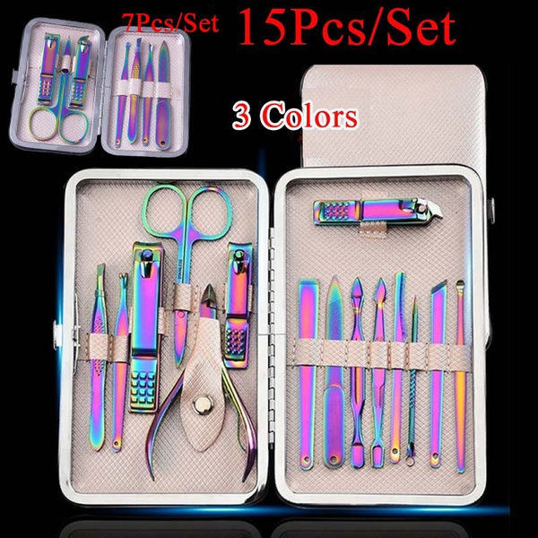 7/15pcs Set Nail Clippers Manicure Pedicure Set Nail Trimmer Ear Pick
