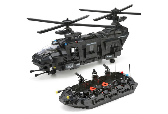 1351pcs Military SWAT Team Helicopter Tank Transport Model Building Army 