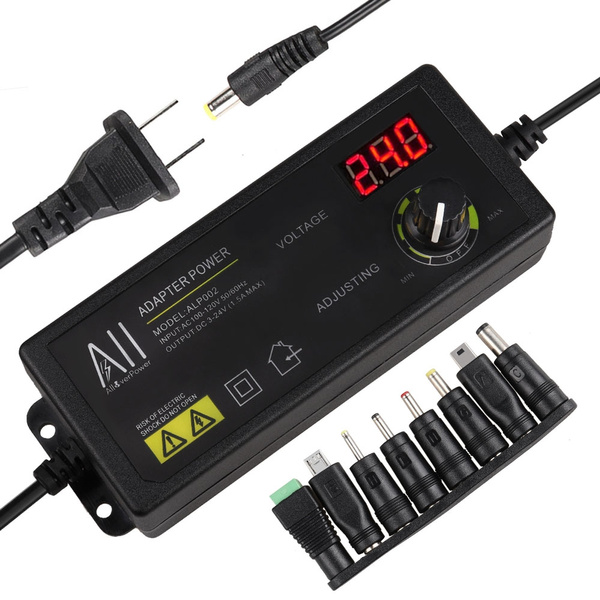 Multi-Voltage 3V-24V Adjustable DC Power Supply Switch US/EU Adapter AC 100-240V 