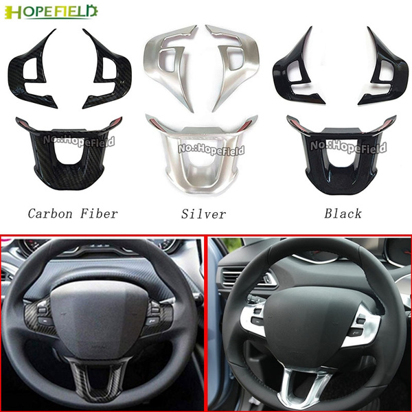 chrome abs Carbon Fiber 3D Sticker Car Steering Wheel Trim wheel control airbag cover sticker accessories for Peugeot 2008 208GTI | Wish
