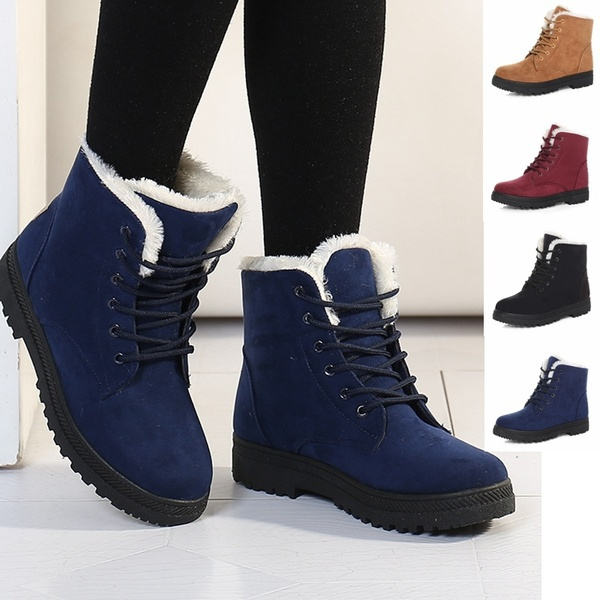 Fashion Women Fur Lined Winter Boots Leather with Velvet Warm Snow Boots Quality Girls Ankle boots Zapatos Mujer Botas