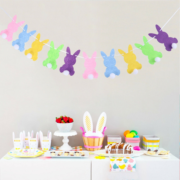 Banner Garland Photography Easter Bunting Rabbit Shape Flags Non-woven Fabric 
