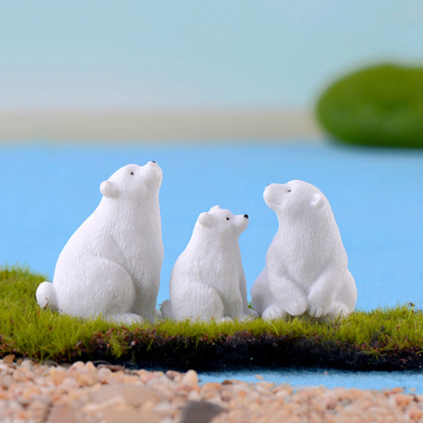 1 Pc Mini Model Micro Landscape Home Decor Simulation White Bear Polar Figurines Miniatures Animal Wish - Bear Figurines Home Decor