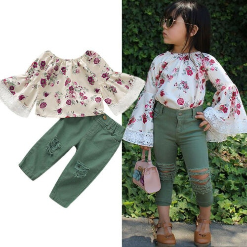 Buy A.G FASHION Girls Dark Green Printed Cotton Lycra Blend, Denim Top and  Jeans 10-11 Years Online at Best Prices in India - JioMart.