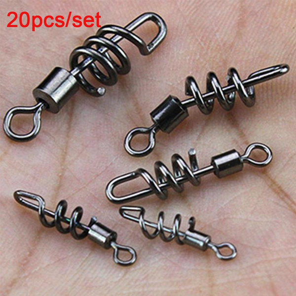 20Pcs high strength Spiral Durable Stainless Steel Bearing Barrel Hook  Connecting Heavy Duty Ball Fishing Rolling Swivel Connector