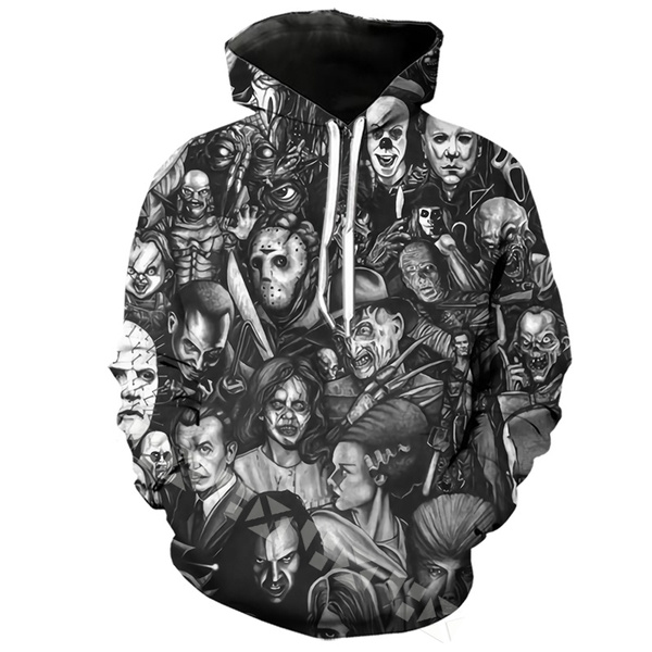 all horror hoodie black and white