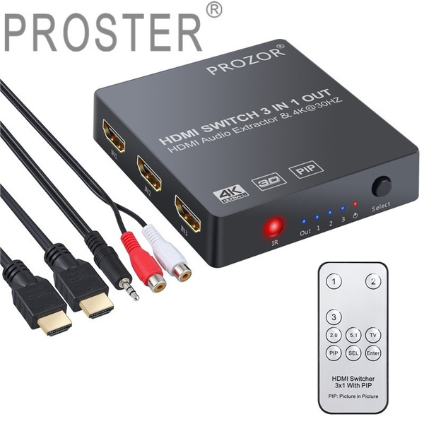 3x1 HDMI Switch with Audio Extractor Converter Analog Toslink SPDIF Converter Wish
