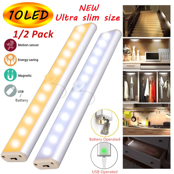 LED Closet Light PIR Motion Sensor Cabinet Wall Lamp Cupboard Kitchen Wardrobe 
