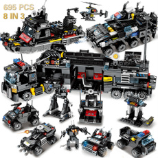 Toys 695PCS 8in3 Military command Truck SWAT Building Blocks For Children ly Police Helicopter Boat Truck Bricks