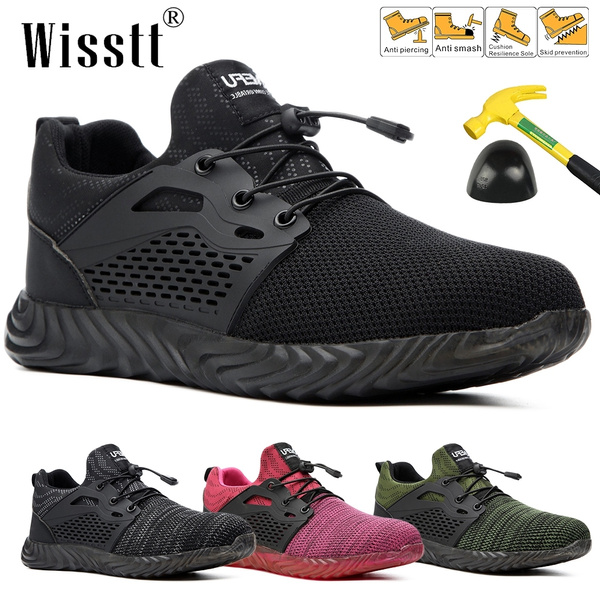 Wisstt Men's Steel Toe Work Boots Outdoors Boots Safety High Top Shoes Trainers 