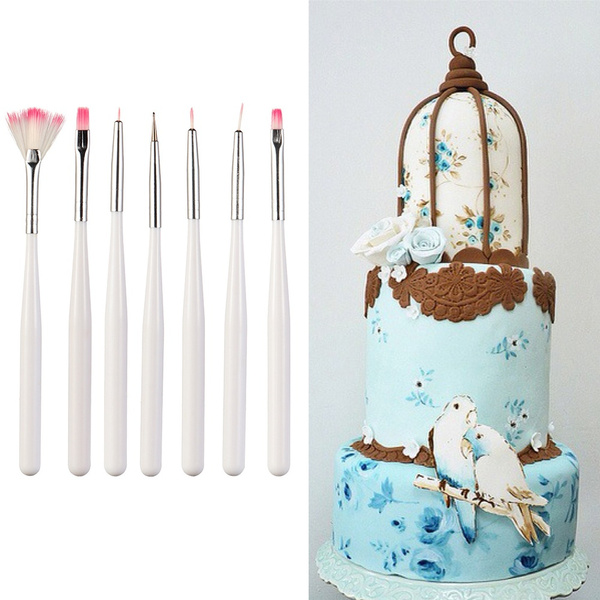 6 Pcs Cake Fine Brush Fondant Cake Decor DIY Painting Brush Baking Tool CB 