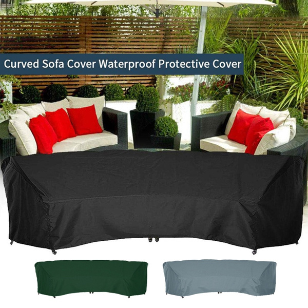 Curved Sofa Cover Furniture Dust Waterproof Protector 210d Outdoor Patio Dustproof Slipcovers Garden Couch Wish Curved Sofa Cover Furniture Dust, Curved Patio Sofa Cover