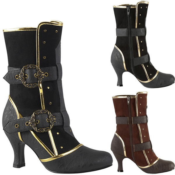 Steampunk Victorian Style Women High Heel Leather Booties Vintage ...